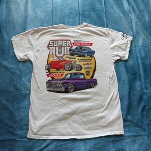 Gildan‎ Mens Super Run 2022 Car Show Mesquite Nevada Graphic T-Shirt White Large